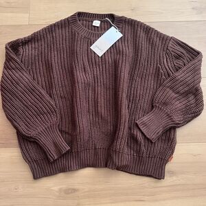 NWT Goumi Kids Hide Chunky Knit Womens Sweater SZ S/M Mama Organic Cotton Brown